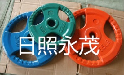 廠家直銷(xiāo)三孔包膠杠鈴片黑色 彩色